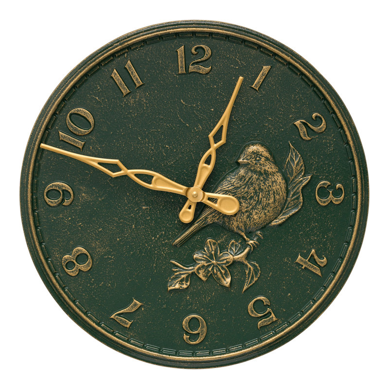 16 Songbird Clock, Green/Gold