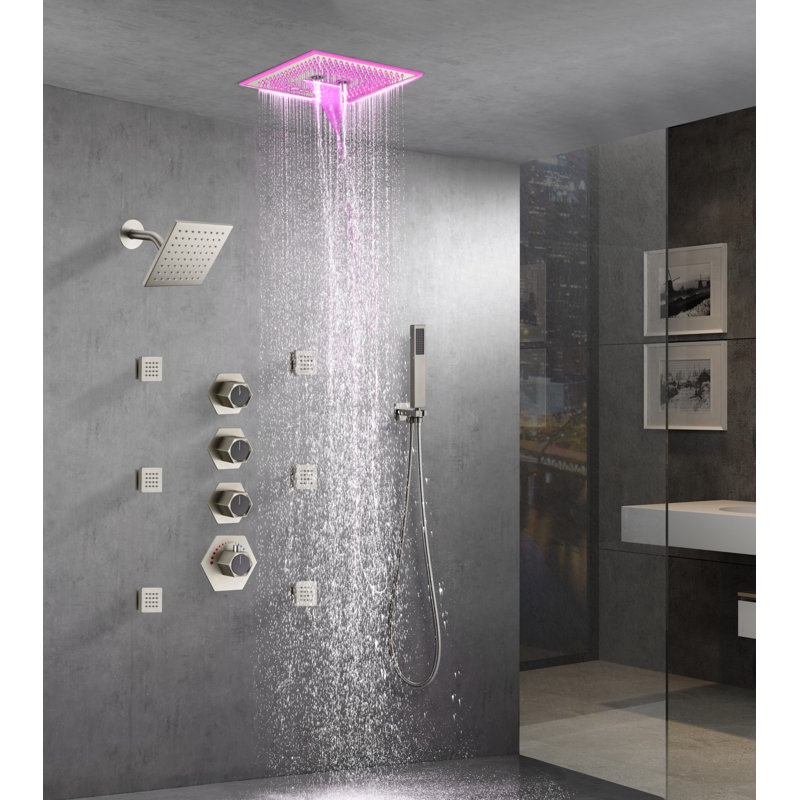 Shower Faucet with Rough in-Valve, Brushed Nickel
