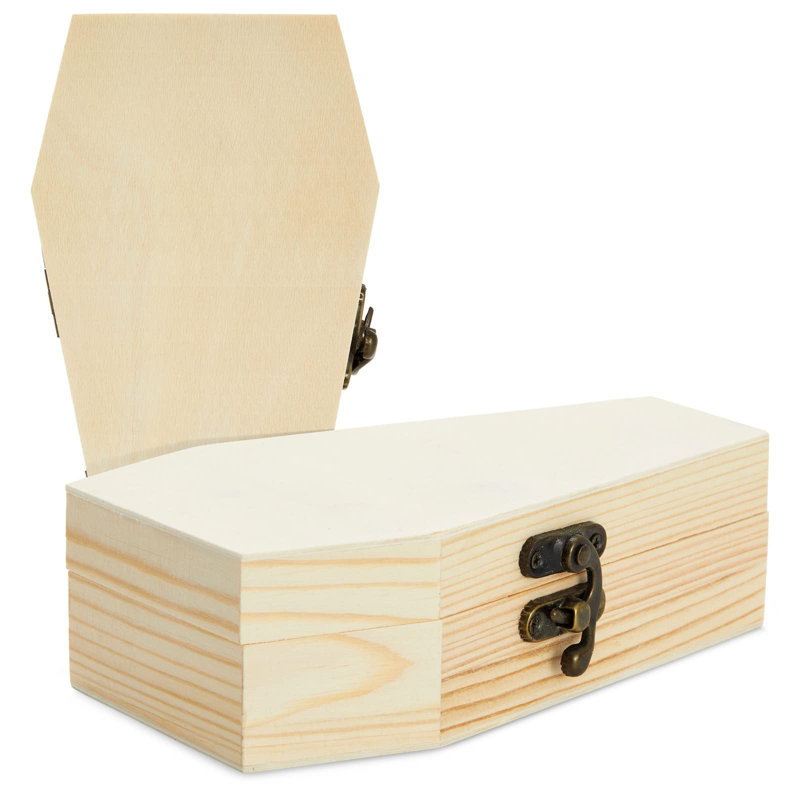 Boîte de 6 cercueils en bois non finis avec couvercles à charnières