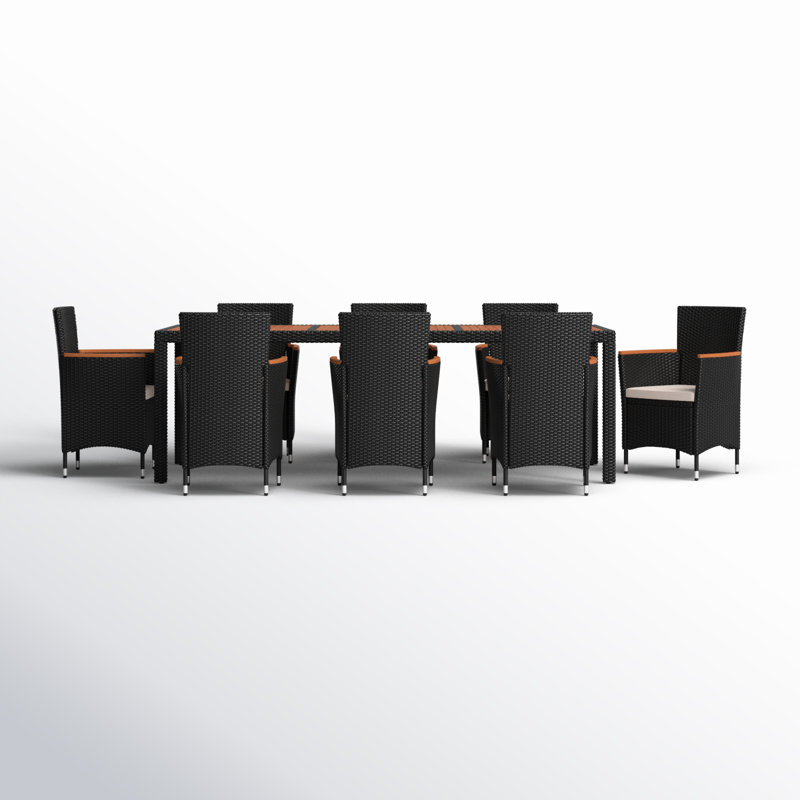 Callan Rectangular 8 - Person 73.62" Long Dining Set with Cushions, Black