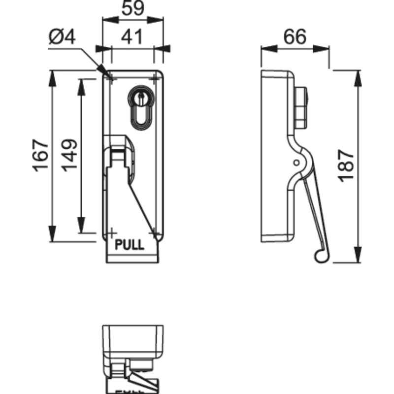 Amaurion Panic Pad Type Locking Attachment, Grey
