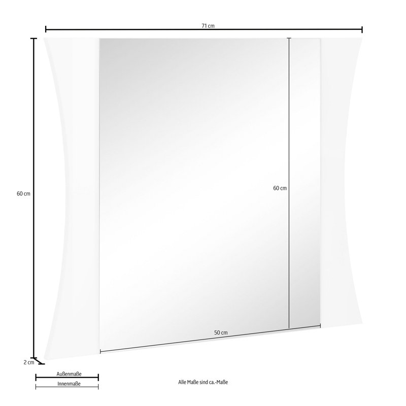 Steller Flat Wall Mirror, Glossy White