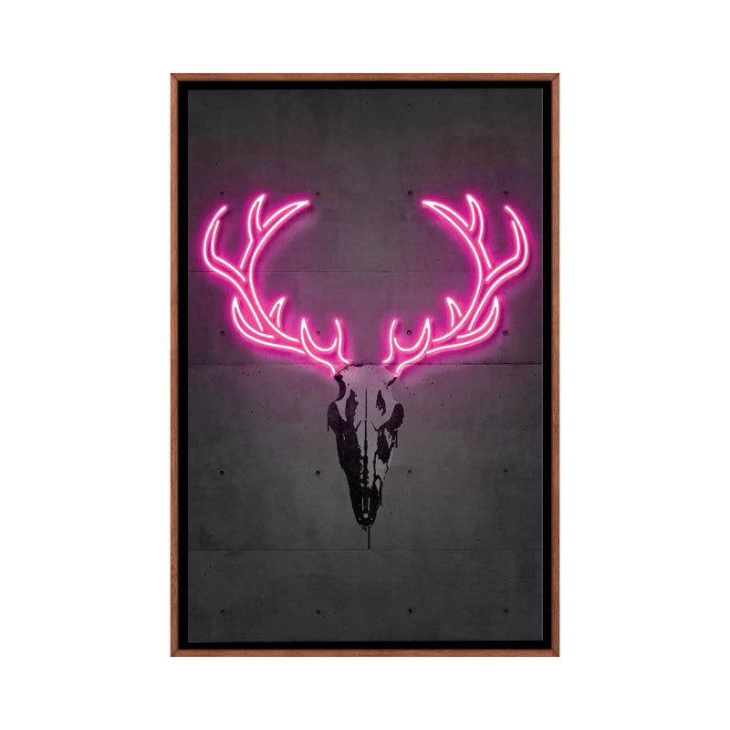 « Deer Skull » par octave Mielu-impression d’art graphique, Pas de tapis, H 26 po x l 18 po x 1,5 po, Cadre bois classique