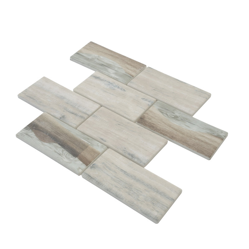 3" x 6" Glass Brick Joint Mosaic Wall & Floor Tile, Wood