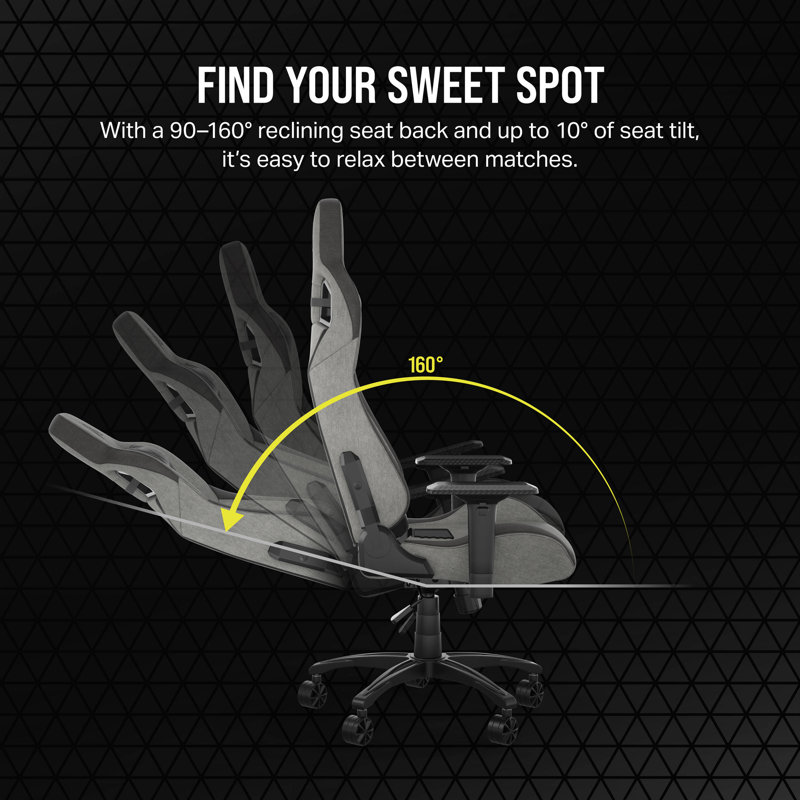 Fauteuil de jeu de course inclinable et ergonomique Corsair, Gris