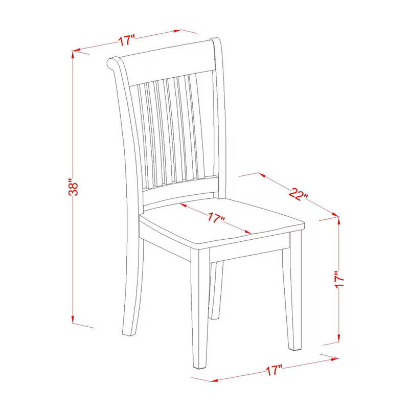 Portland Kitchen Dining Chairs - Slat Back Wooden Seat Chairs, Set of 2, Oak, Oak
