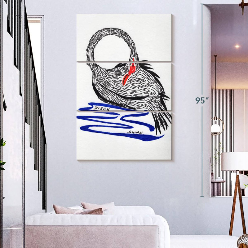 Brampt Wild Black Swan, 74" H x 48" W