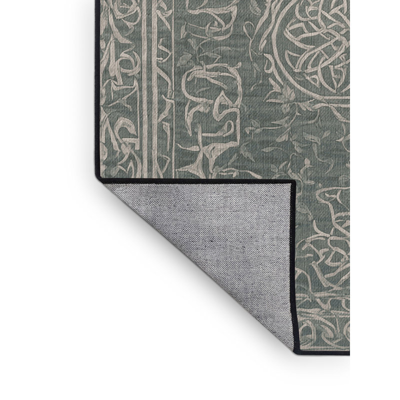 Machine Washable Gray Area Rug, Square 7'