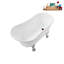 Baignoire de trempage sur pied 51 po en acrylique avec bonde, pattes et plateau en bambou Streamline-76231167-72770755