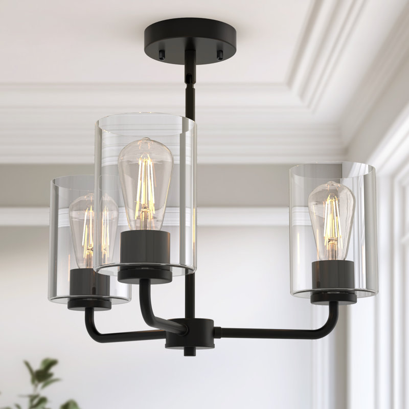 Agnella 3-Light Flush Mounted Pendant Lighting Chandelier For Hallway Loft Kitchen Bar Close To Ceiling, Clear