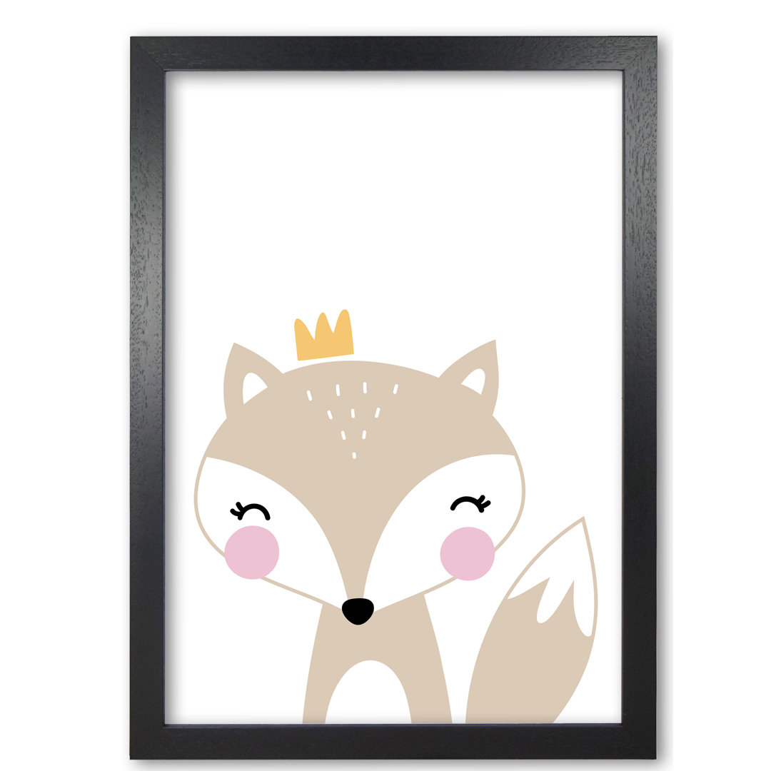 Scandi Fox With Crown - Print