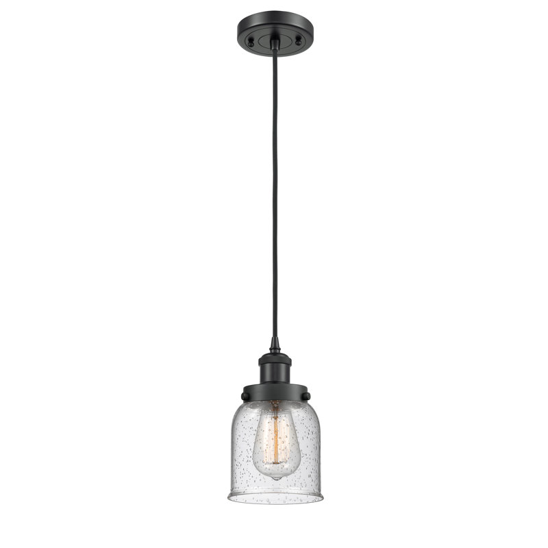 Luminaire suspendu en forme de cloche à 1 lumière Clara, Grainé, DEL, Noir mat