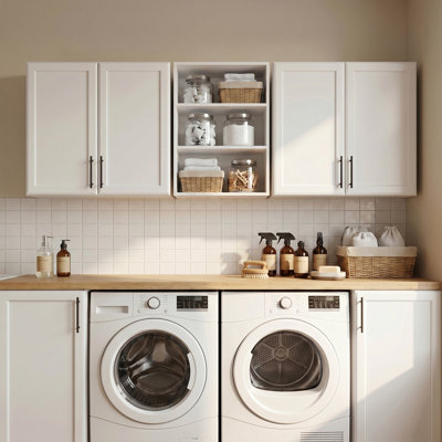 Armoire murale pour buanderie, armoire flottante murale avec tablette réglable, armoire de rangement suspendue pour la cuisine et la salle de bain
