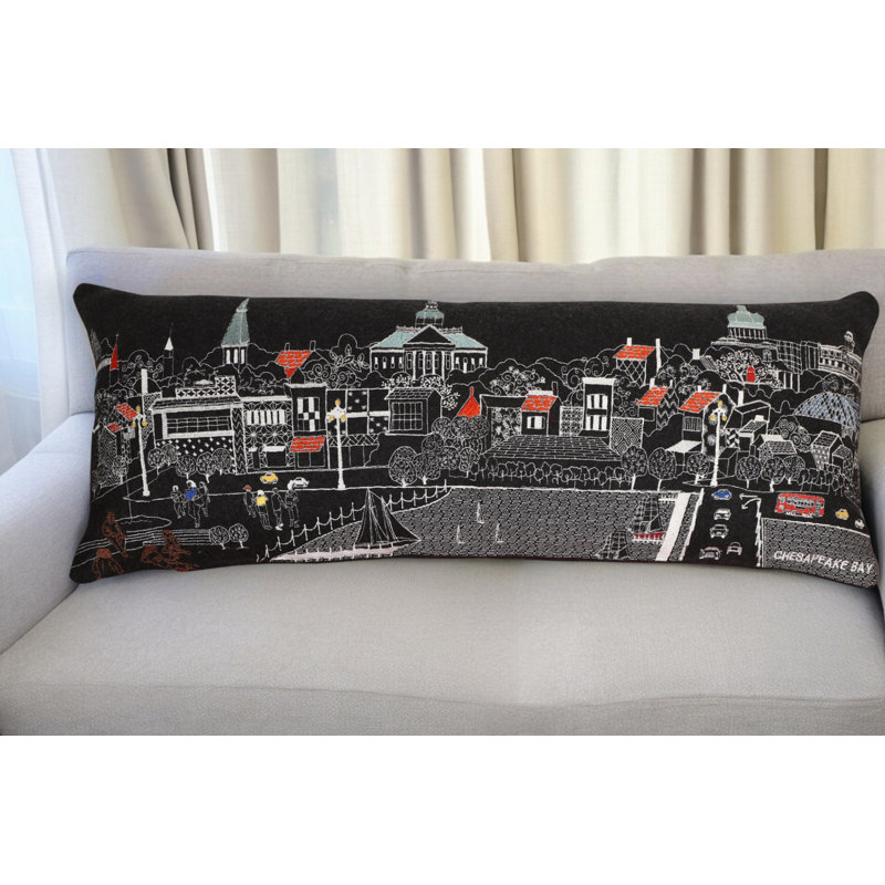 Coussin décoratif blanc Annapolis, Gris, 14 po x 35 po