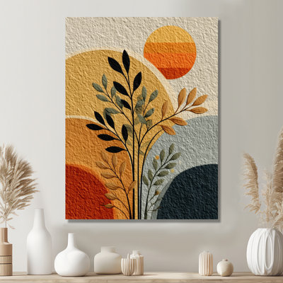 Orange et noir Boho Desert Retreat - Botanicals Wall Art Decor, impression sur toile botanique orange