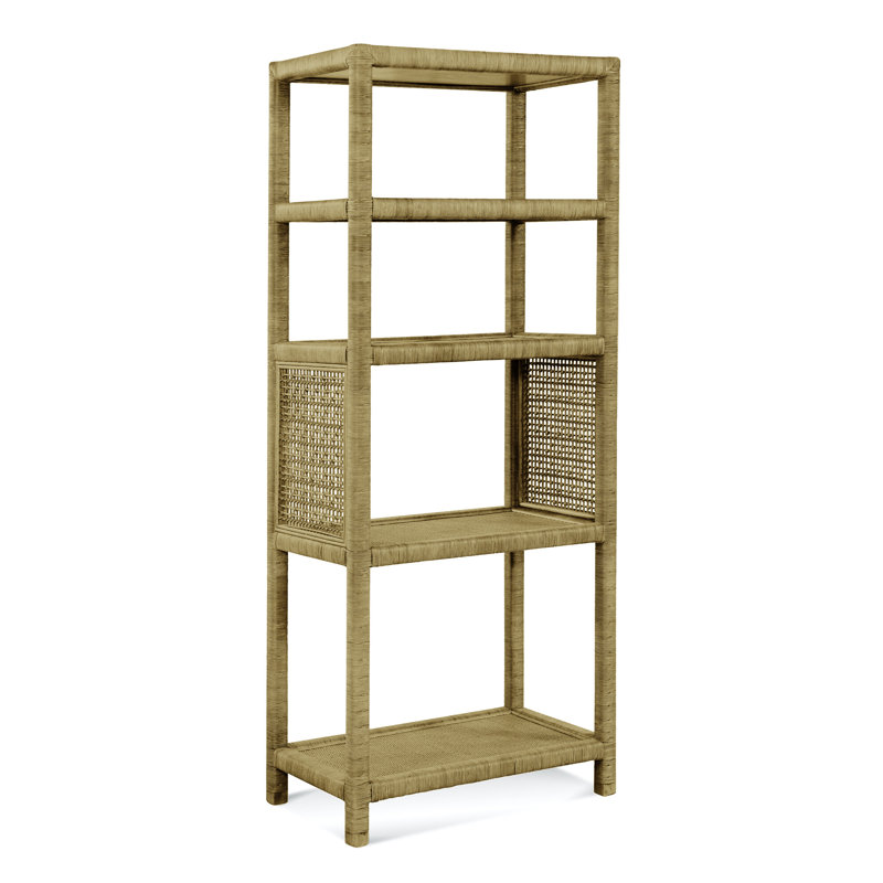 Étagère à livres en osier / rotin H 78 "x l 32" Glinda, Laiton