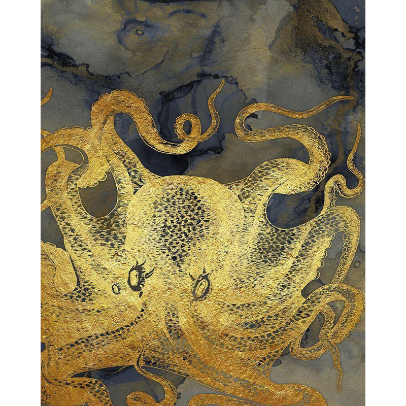 Reproduction d'art sur toile tendue à la plage par Beachcrest Home ™, Zalewski, Christine, doré et bleu II, H 18 po x l 15 po
