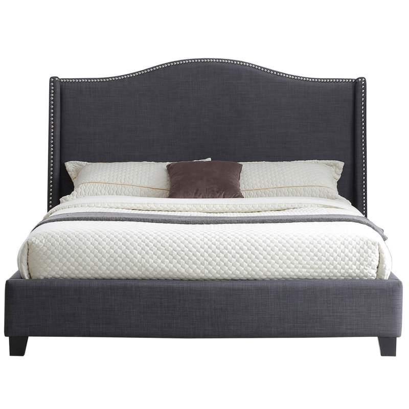Hampton  Wingback Bed, Linen, Charcoal, King