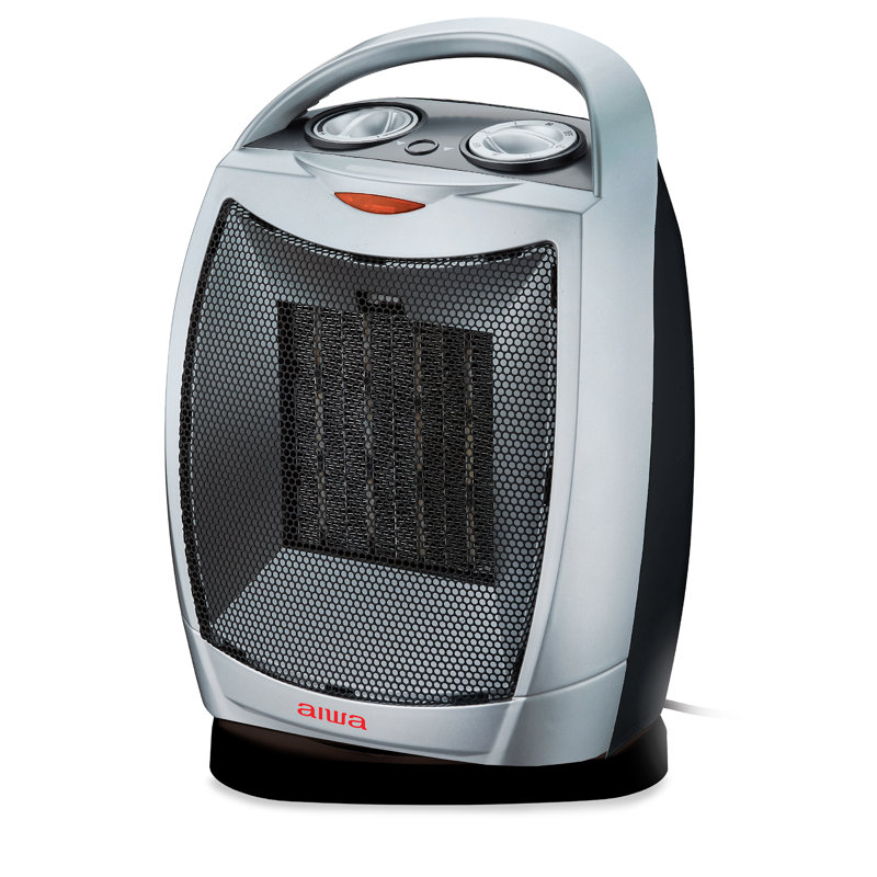 Oscillating Room Heater with Handle, Overheat Protection, Tip over Auto Shutoff - Silver, Silver