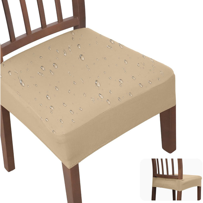 Housses de siège de salle à manger imperméables - kaki - ensemble de 2, doux, amovible, lavable, élastique antidérapant, couverture arrière complète