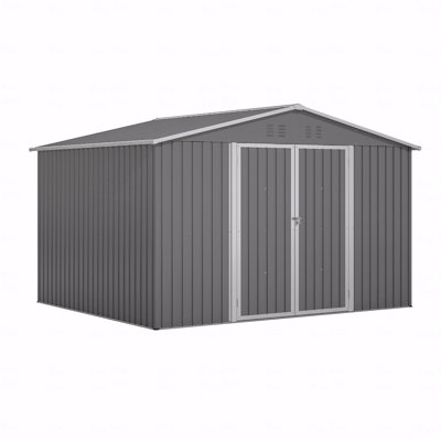 Remise de rangement extérieure 10 pi x 8 pi, portes en métal toutes saisons verrouillables, remise à outils