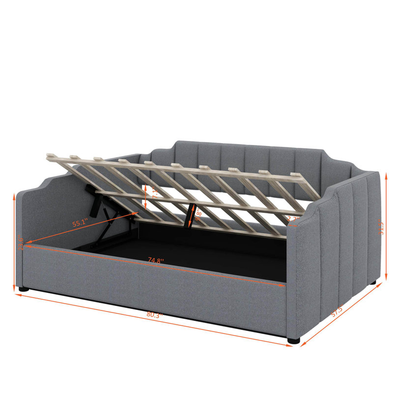 Upholstered Linen Daybed, Gray