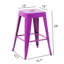 De 4 tabourets de bar en métal mauve sans dossier de 24 pouces, non empilables, faciles à nettoyer, antirouille, assemblage rapide, métal imperméable, pour îlot de cuisine et