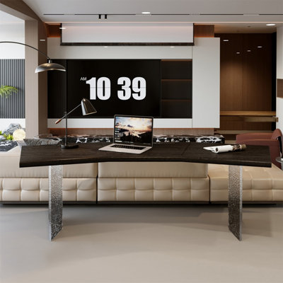Modern Black Rectangular Solid Wood desk