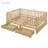 Full Size Wood Daybed with Fence Guardrails and 2 Drawers, Natural