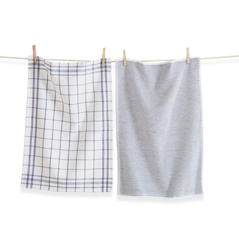 Cotton Plaid Waffle Tea Towel Kitchen Towel, Blue