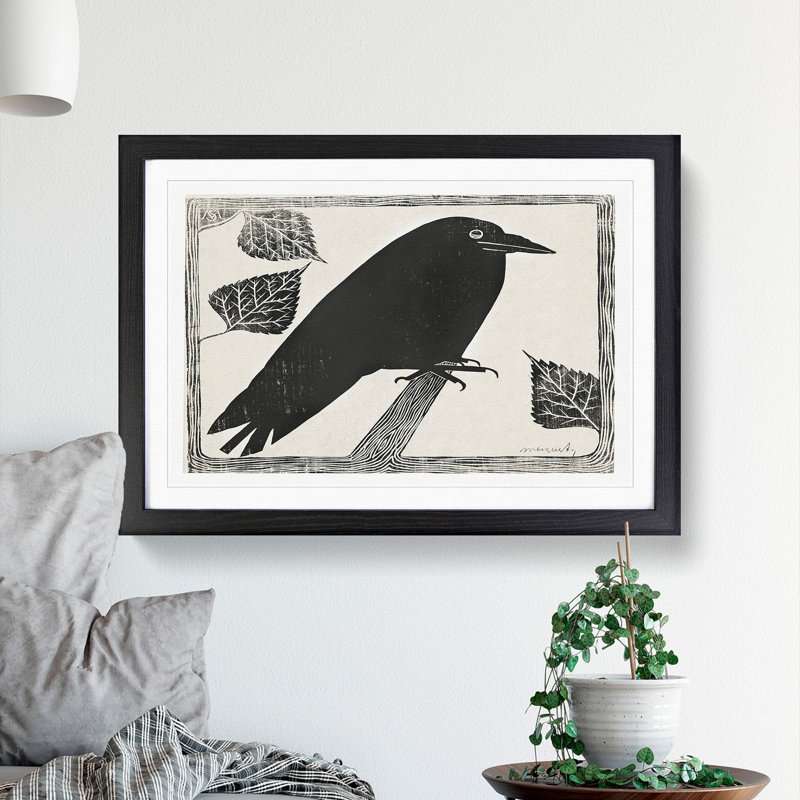 Crow by Samuel De Mesquita - Picture Frame Painting, Black Framed, 36cm H x 48cm W x 2cm D