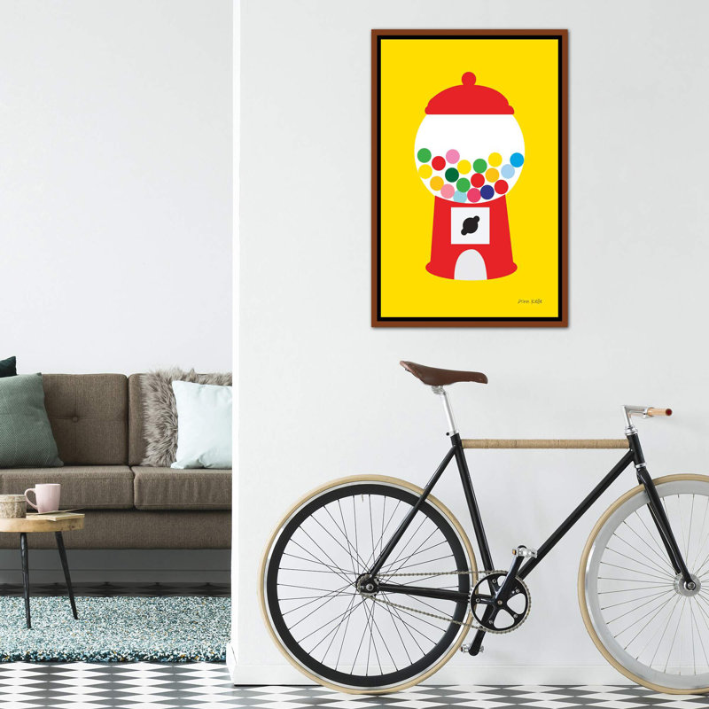 «Gumball Machine» par Ann Kelle - impression d'art graphique, Toile avec cadre en bois classique