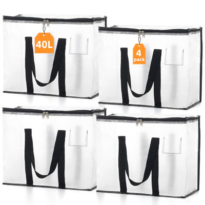 40L Large Capacity Clothes Storage Bag, Foldable Closet Organizers for Comforters, Blankets (Set of 4)