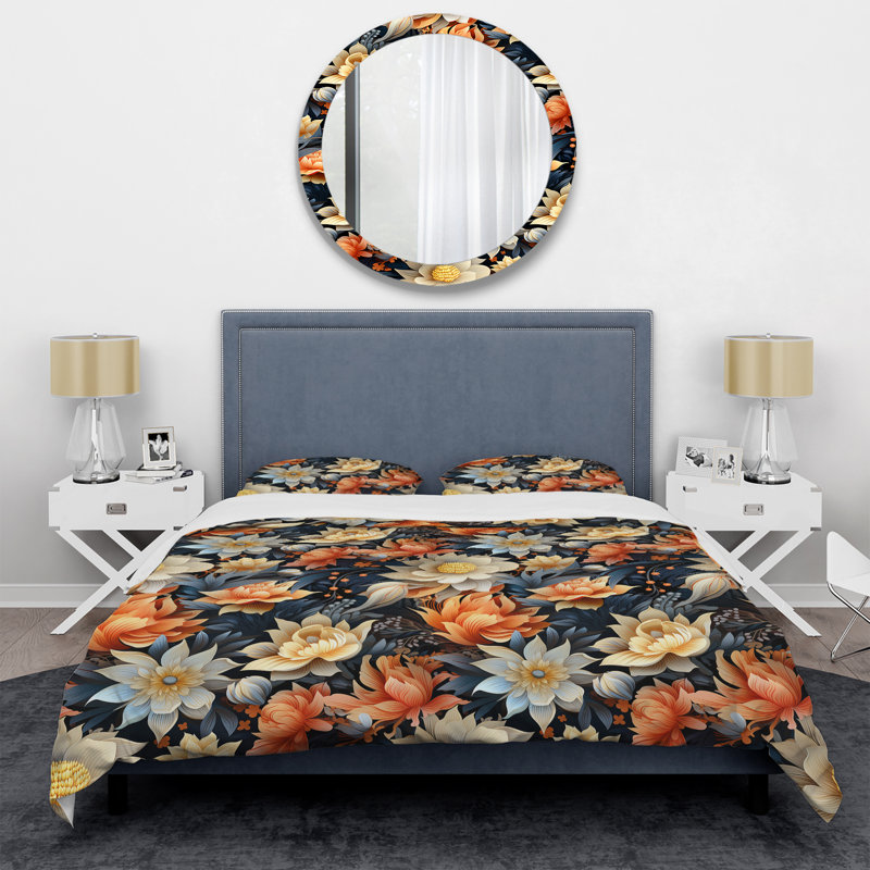 Literie florale beige et élégance éthérée I, Housse de couette simple + 1 taie décorative stan