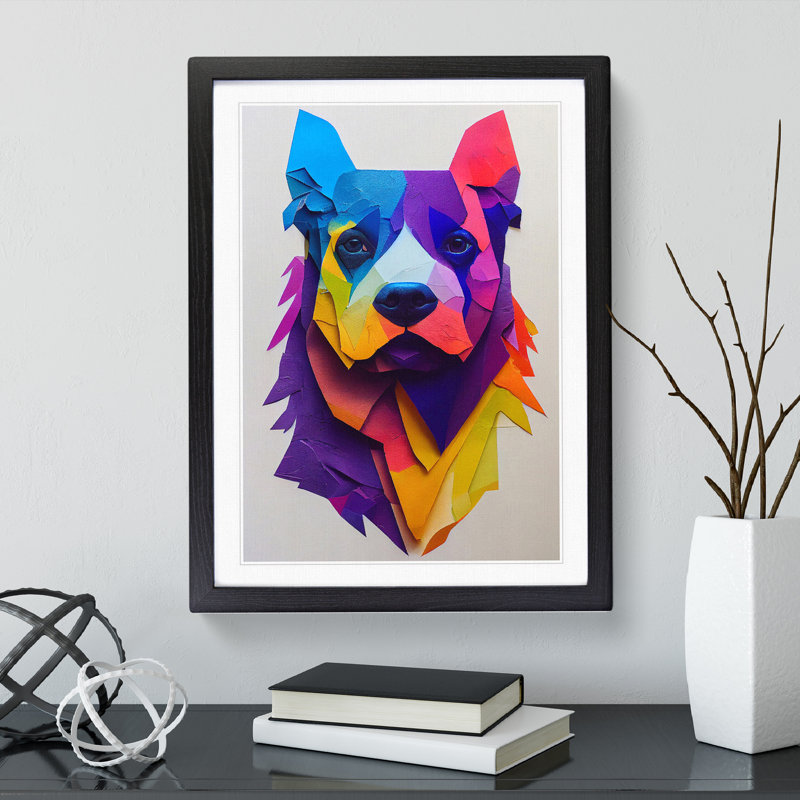 XV1022-3399X Paper Dog No.2 Abstract - Print, Black Framed, 36cm H x 27cm W