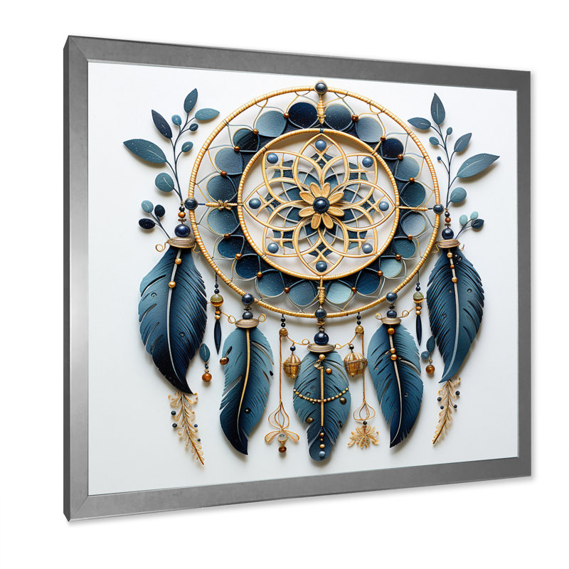 Blue Dream Catcher Minimalist Serenity II - Landscapes Wall Decor, H 36 po x l 36 po x P 1,5 po, Cadre simple argenté