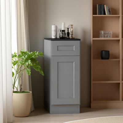 Armoire de base 15 po Shaker avec porte à fermeture en douceur, tiroir, unité en bois massif peu encombrante avec tablette réglable pour la cuisine
