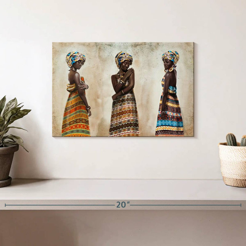 Trio africain Leisha, H 8 po x l 12 po