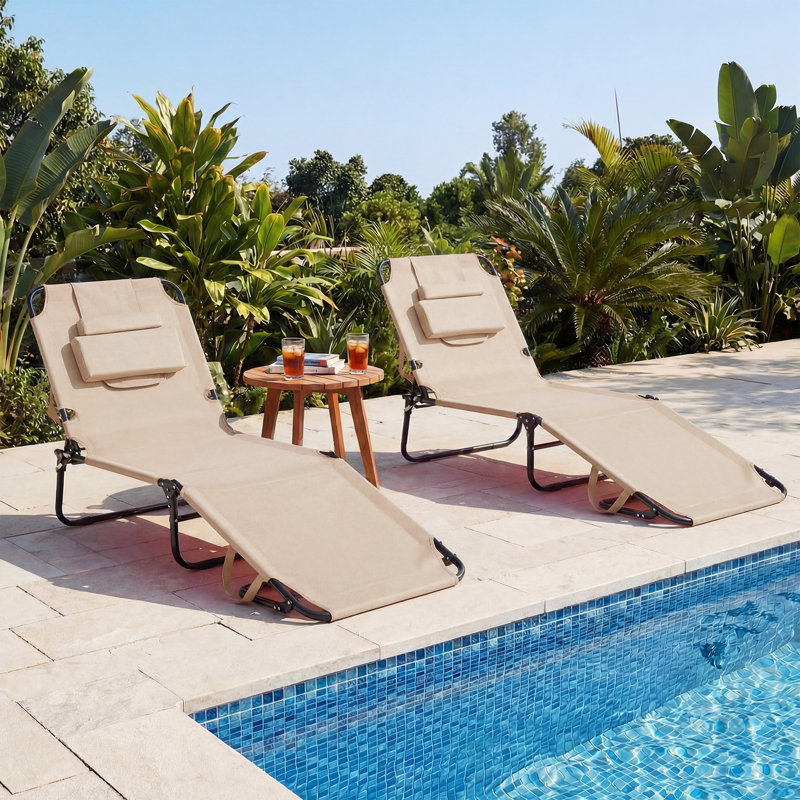 Longin Outdoor Metal Chaise Lounge, Belge