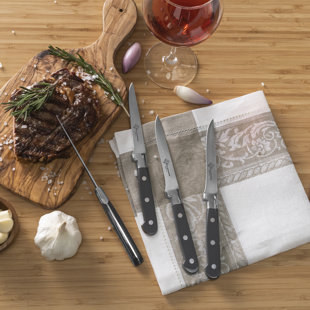 Au Nain, ensemble de 4 couteaux à steak Prince gastronome avec poignées en étain