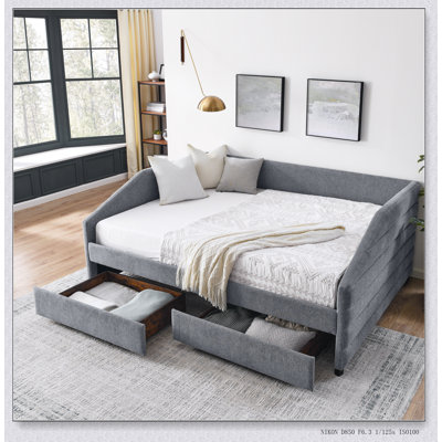 Daybed with Two Drawers Upholstered Sofa Bed