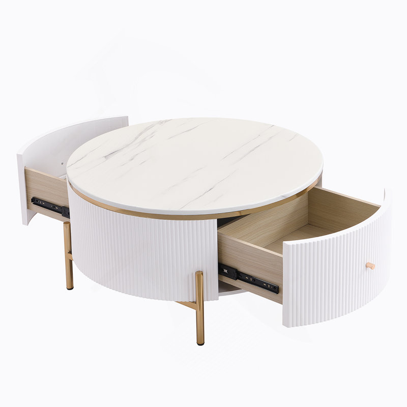 Table basse moderne moderne avec 2 grands tiroirs de rangement (31,5 po)