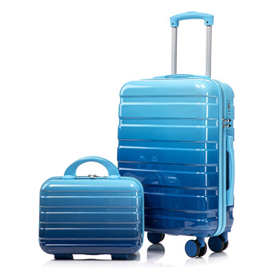 14"/20" 2 pcs/set in PC Spinner Wheel Luggage, Carry on Suitcase, With Gradient Color and Combination Lock