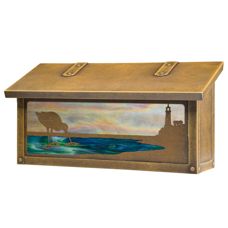 Brass Wall Mounted Mailbox, Warm Brass, Gold Iridescent