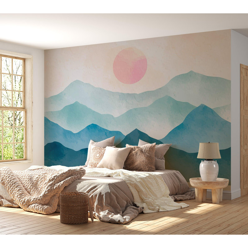 Papier peint de qualité supérieure - Misty Mountain Sunrise, L 96 po x l 120 po