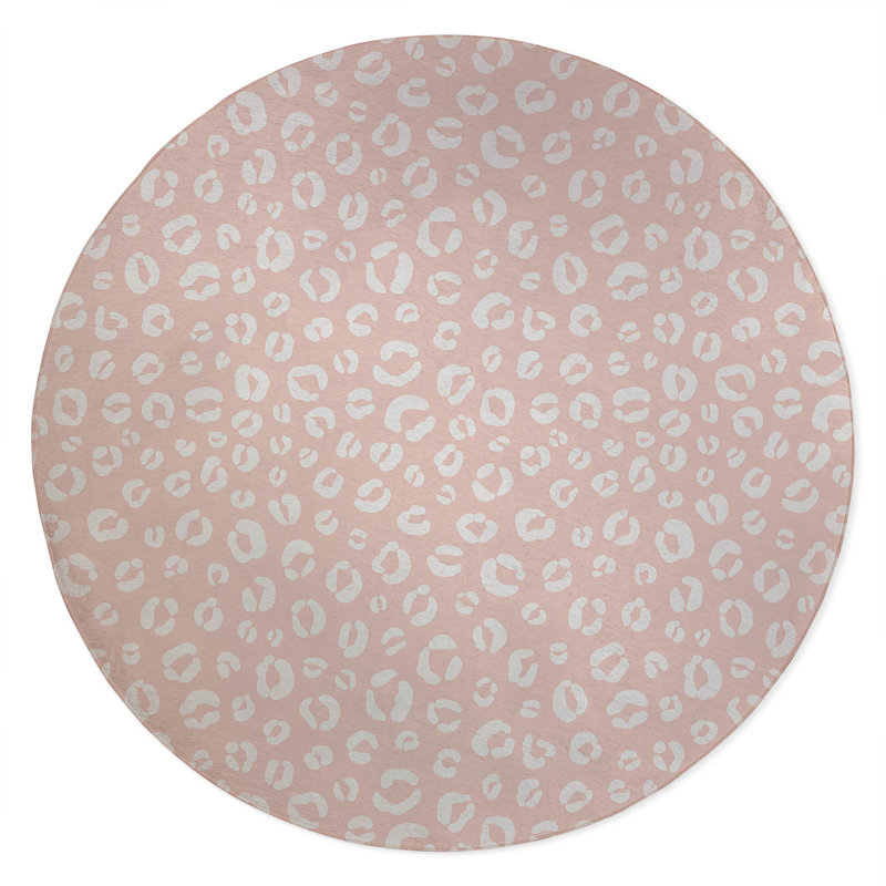 Leopard Play Non-Slip Outdoor Rug, Round 5'