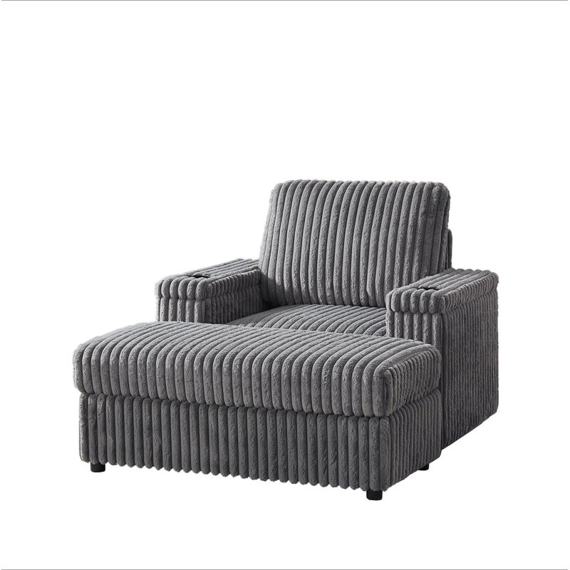 42.5-Inch Corduroy Single Recliner With Backrest Pillow, Cup Holder Design, Storage Footrest, Comfortable Sofa-Deep-Seated Living Room Sofa