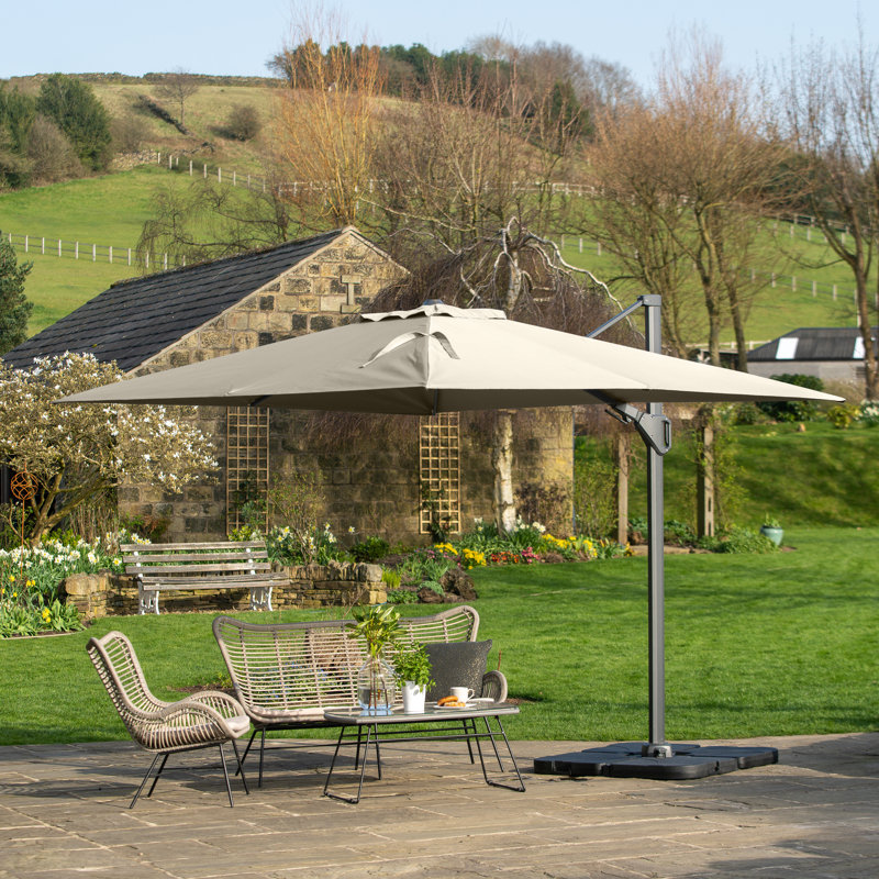 Batson 350cm X 260cm Rectangular Cantilever Parasol, Champagne, Black