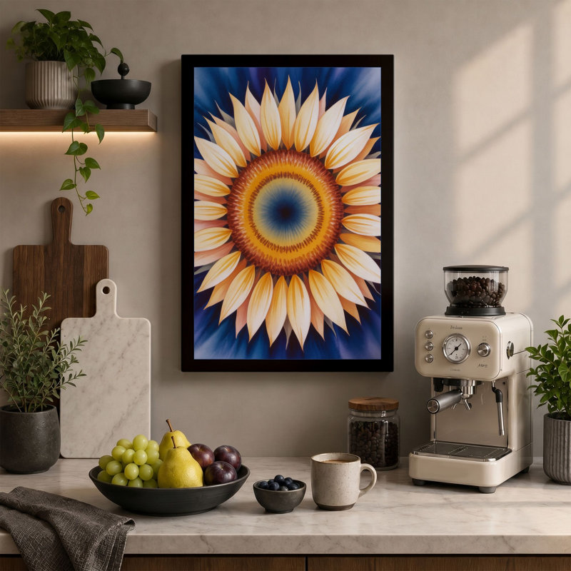 Mandala Bloom Geometric - Wrapped Canvas, 30x20 - 76.2 x 50.8 cm, Cream Border