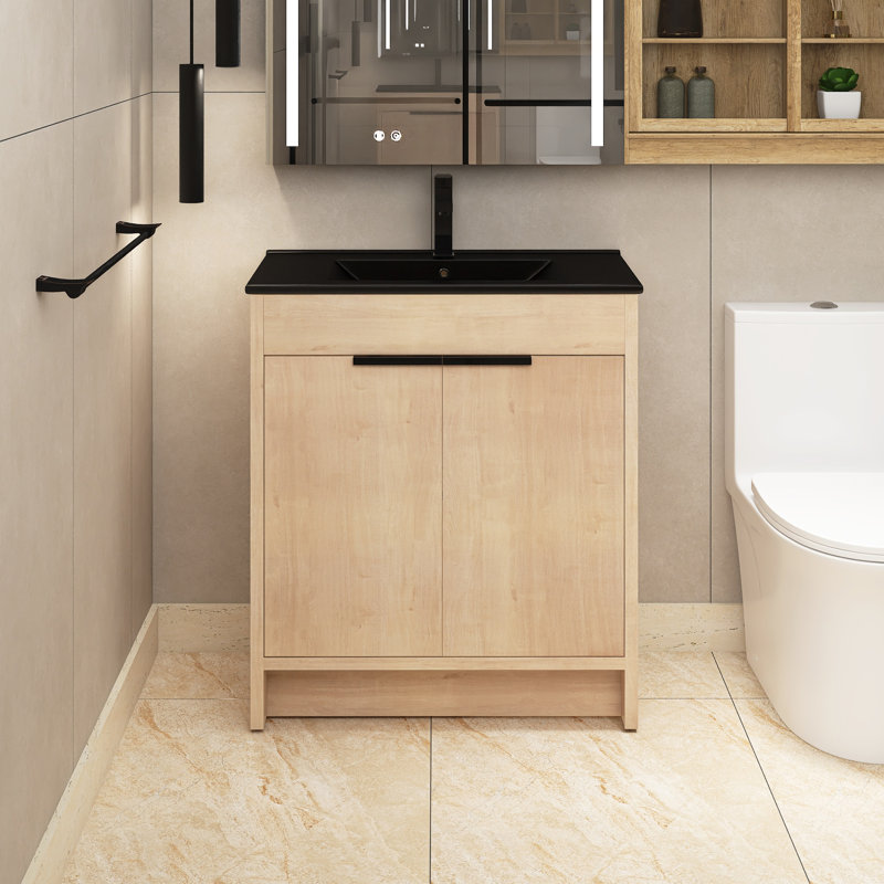 Ensemble de meuble-lavabo simple 30 po avec dessus Donterrio, Noir mat